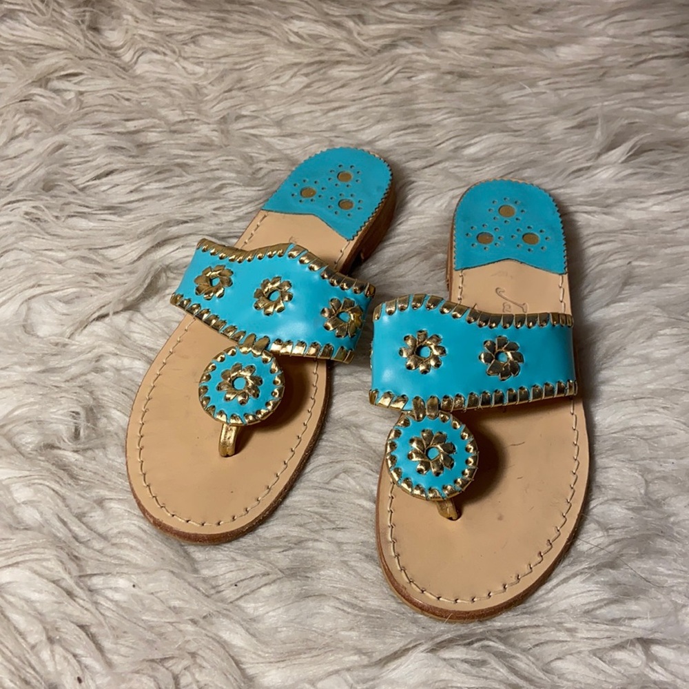 Jack Rogers Turquoise And Gold Sandals